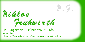 miklos fruhwirth business card