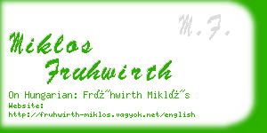 miklos fruhwirth business card